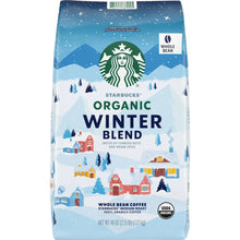 Starbucks Organic Winter Blend whole bean coffee bag, 2.5 lb, illustrated winter design