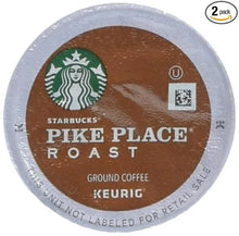 Starbucks Pike Place Roast ground coffee Keurig pod, round lid with barcode