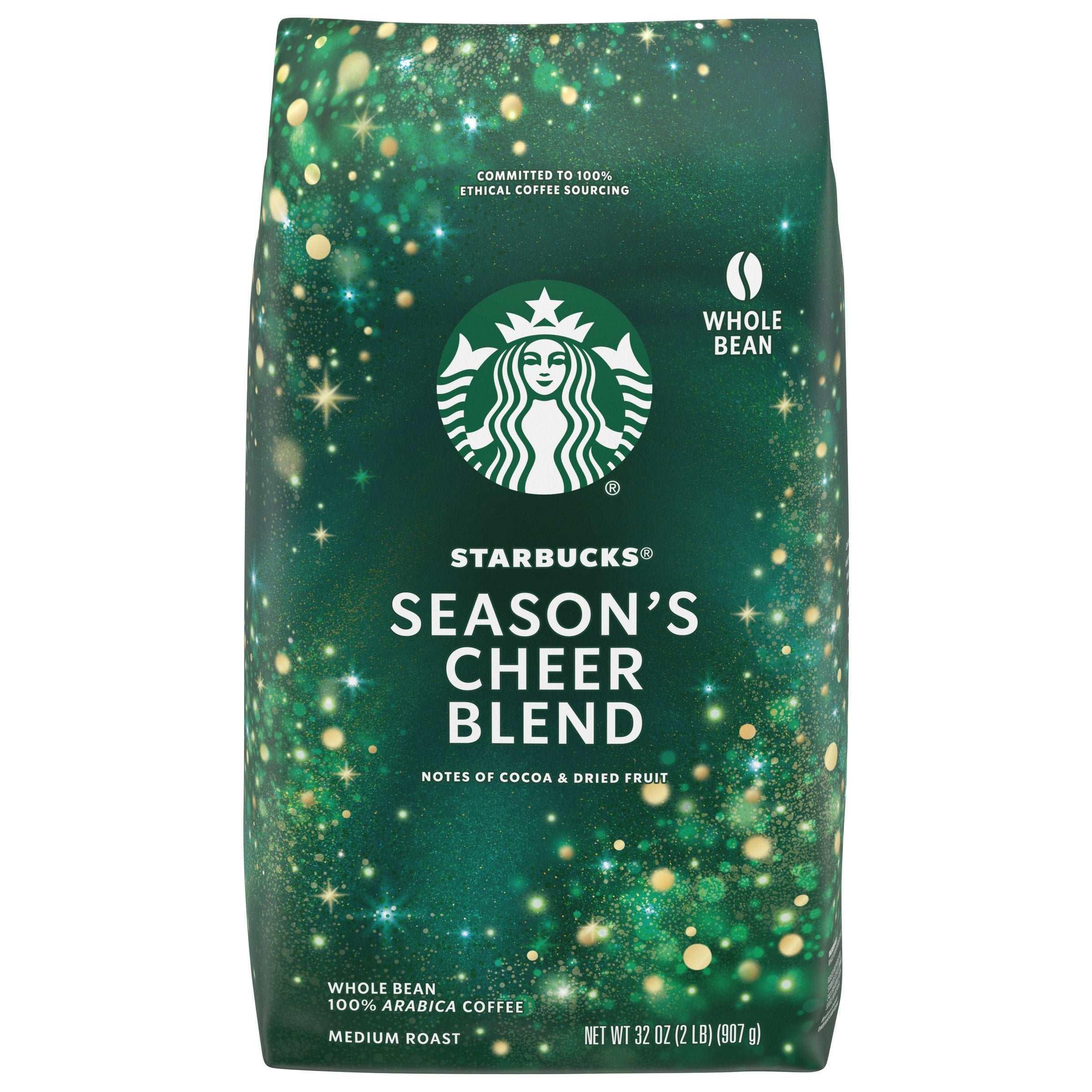 Starbucks Season's Cheer Blend Coffee, Medium Roast, Whole Bean, 2 lbs - USA MEGA SHOP