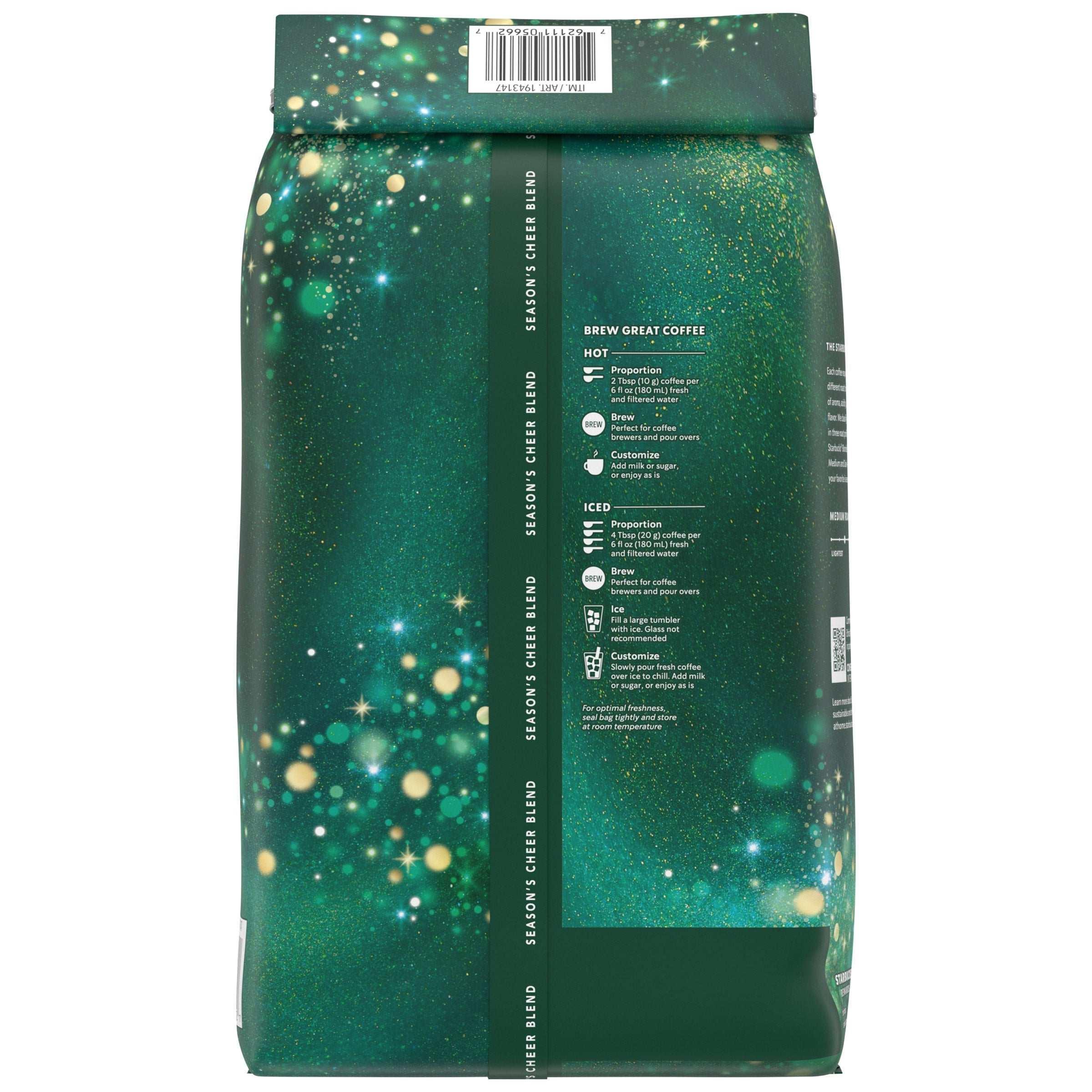 Starbucks Season's Cheer Blend Coffee, Medium Roast, Whole Bean, 2 lbs - USA MEGA SHOP