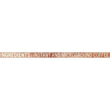 Instant coffee ingredient label, partial text