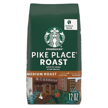 Starbucks Pike Place Roast whole bean coffee bag, medium roast