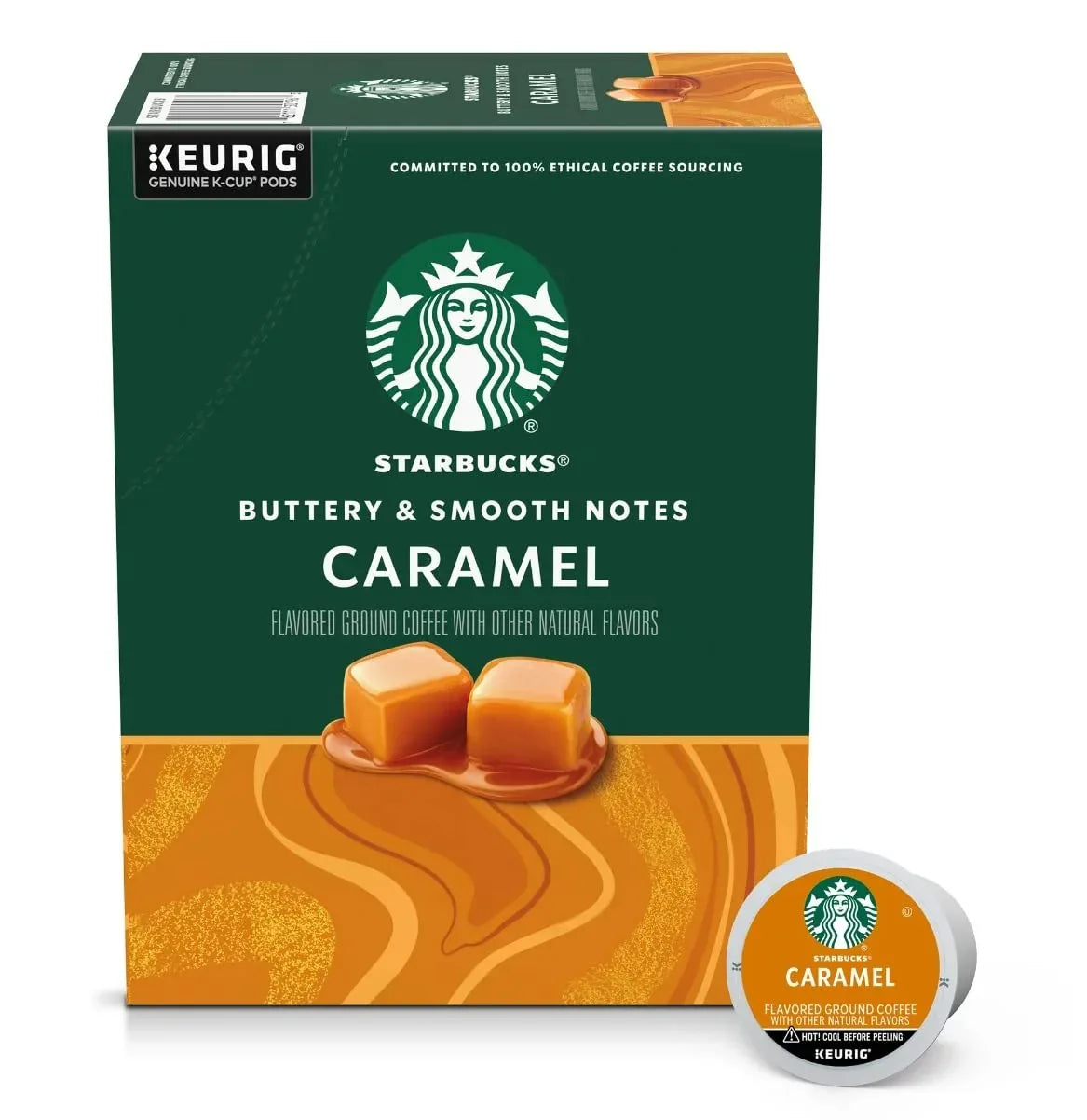 Starbucks Flavored Coffee K-Cup Pods, Caramel Flavored Coffee, Made without Artificial Flavors, Keurig Genuine K-Cup Pods