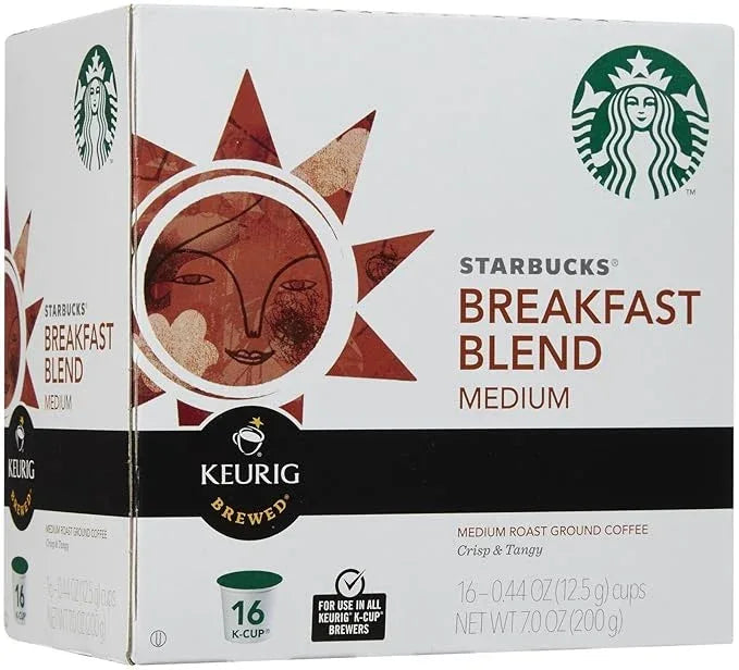 Starbucks Coffee K-Cup Pods, Breakfast Blend Medium Roast, Ground Coffee K-Cup Pods for Keurig Brewing System, K-Cup Pods Per Box