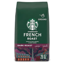 Starbucks French Roast dark roast ground coffee bag, 28 oz, front label