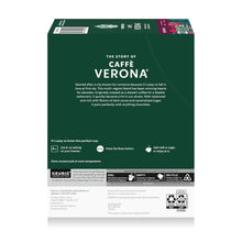 Dark roast K-Cup pod box back panel with Caffè Verona story and usage info