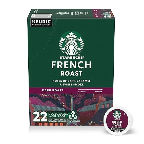 Starbucks Coffee K-Cup Pods, French Roast, Dark Roast Ground Coffee K-Cups for Keurig Brewers, 100% Arabica Coffee