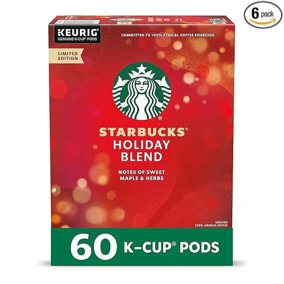 Starbucks K-Cup Coffee Pods, Medium Roast Coffee for Keurig Brewers, Holiday Blend, 100% Arabica, Limited Holiday Edition