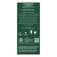 Blonde espresso roast coffee capsules box, green back panel with serving details