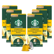 Blonde espresso roast coffee capsules, multiple box packs with 10 capsules each