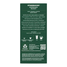 Starbucks Espresso Roast Nespresso coffee box back panel with recycling icons