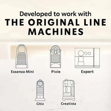 Coffee capsule variety pack for Nespresso Original Line machines, with Essenza, Pixie, Expert icons