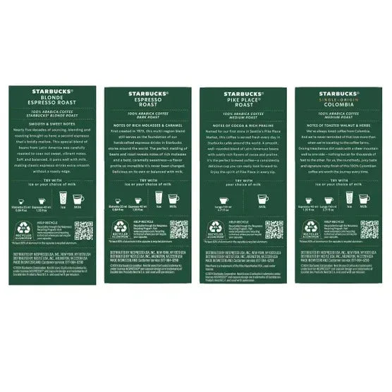 Starbucks by Nespresso Original Line Variety Pack Capsules, 60 Count