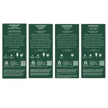 Starbucks Nespresso Original Line coffee capsule variety pack boxes, back label view