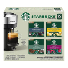 Coffee pod variety pack box, 60 capsules, with assorted flavor boxes and machine mockup