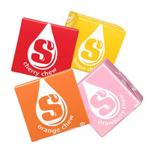 Assorted Starburst chewy candy wrappers: cherry, lemon, orange, strawberry