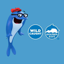 Tuna salad kit packaging graphic with Wild Caught and Dolphin Safe badges