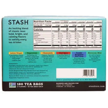 Tea variety pack box back with nutrition facts and six flavor list