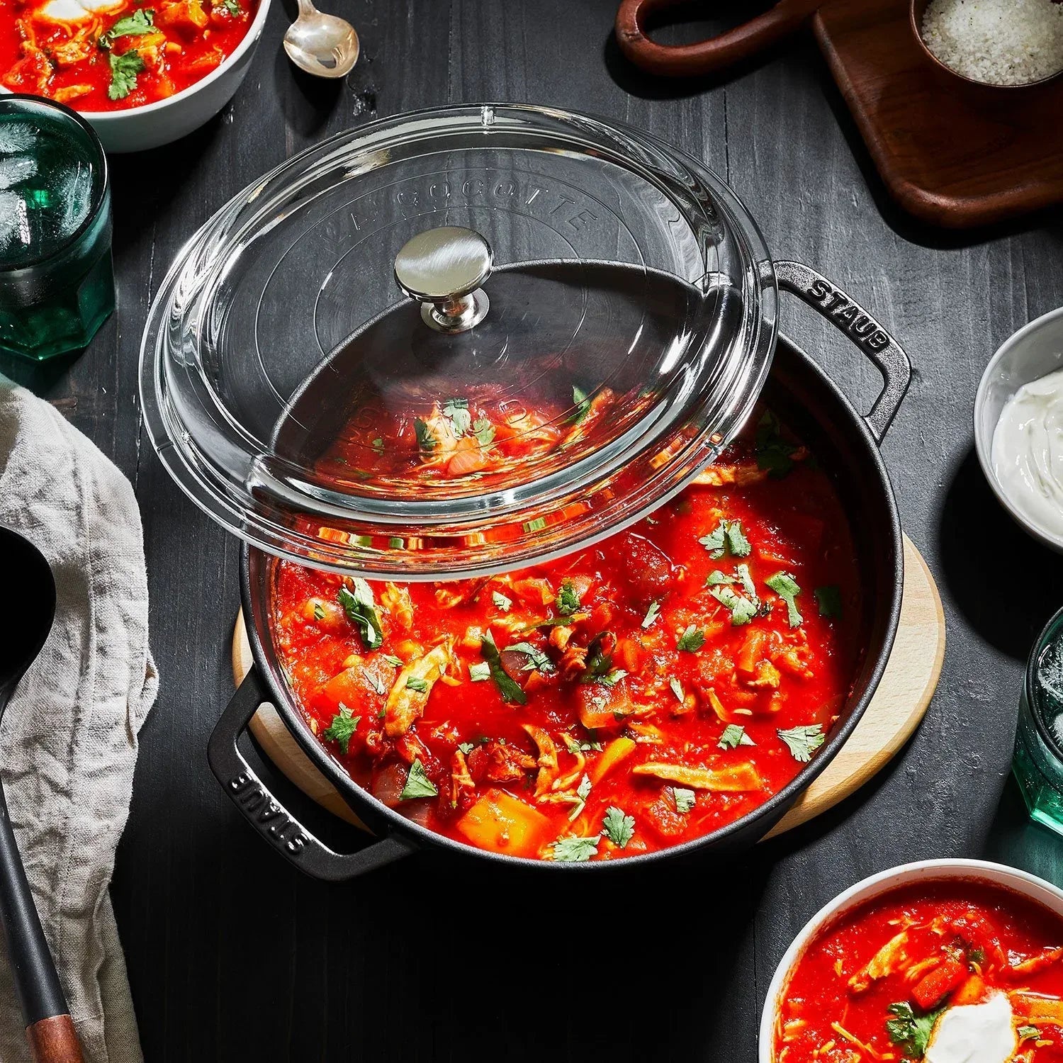 Staub Cast Iron 4-Quart Round Cocotte With Glass Lid