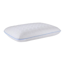 Stearns & Foster latex cooling pillow, white quilted pattern with blue piping