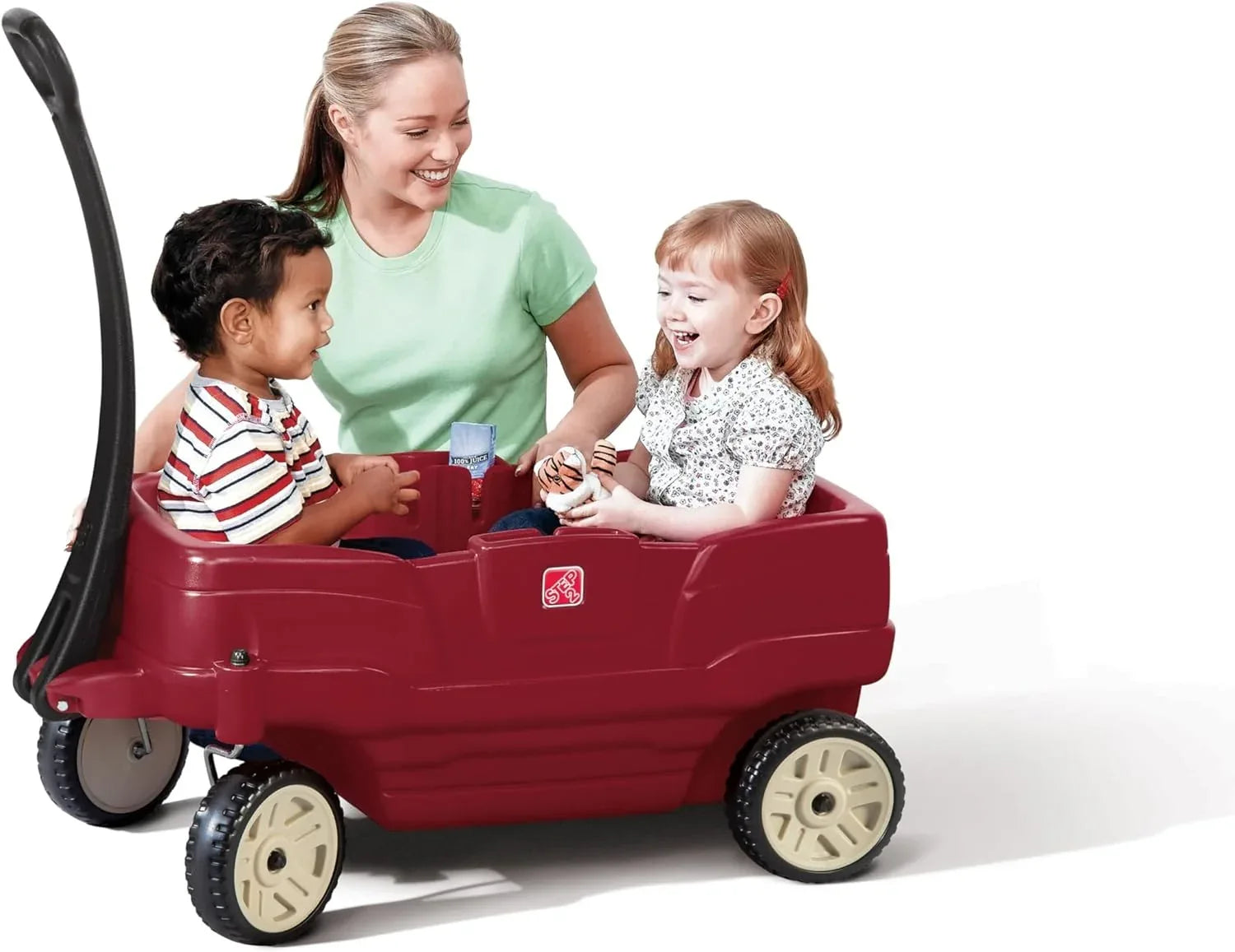 Step2 Neighborhood Wagon, Kids Ride On Toy, Stroller Substitute, Includes Seat Belts, Made of Durable Plastic, Max Weight 75 lbs., For Toddlers 1.5-5 Years Old, Red