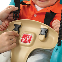 Step2 swing T-bar with beige handles and Step2 badge on teal seat
