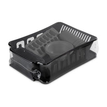 Black 12-piece kitchen set with tray compartments, bowls, tumblers, and ice cube molds