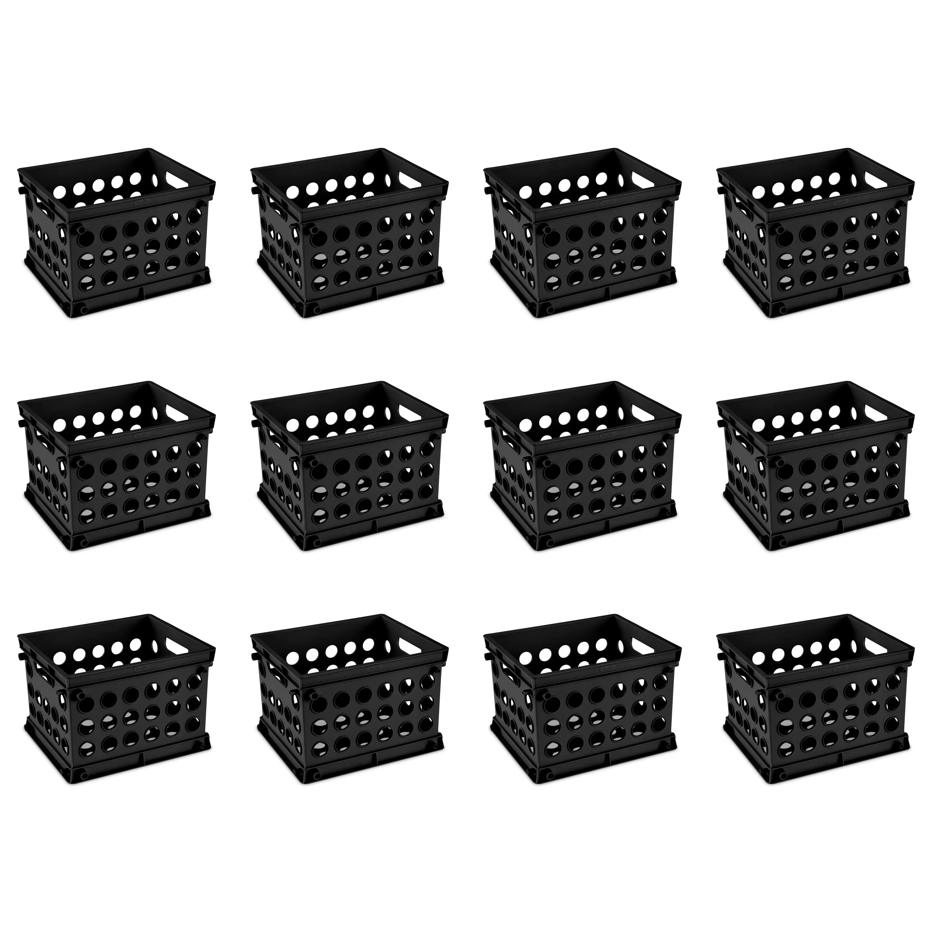 Sterilite Mini Crate, Multi-Purpose Plastic Storage Bin, Black - USA MEGA SHOP