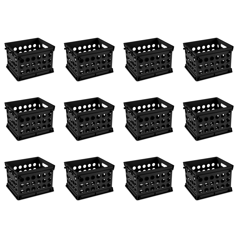 Sterilite Mini Crate, Multi-Purpose Plastic Storage Bin, Black - USA MEGA SHOP