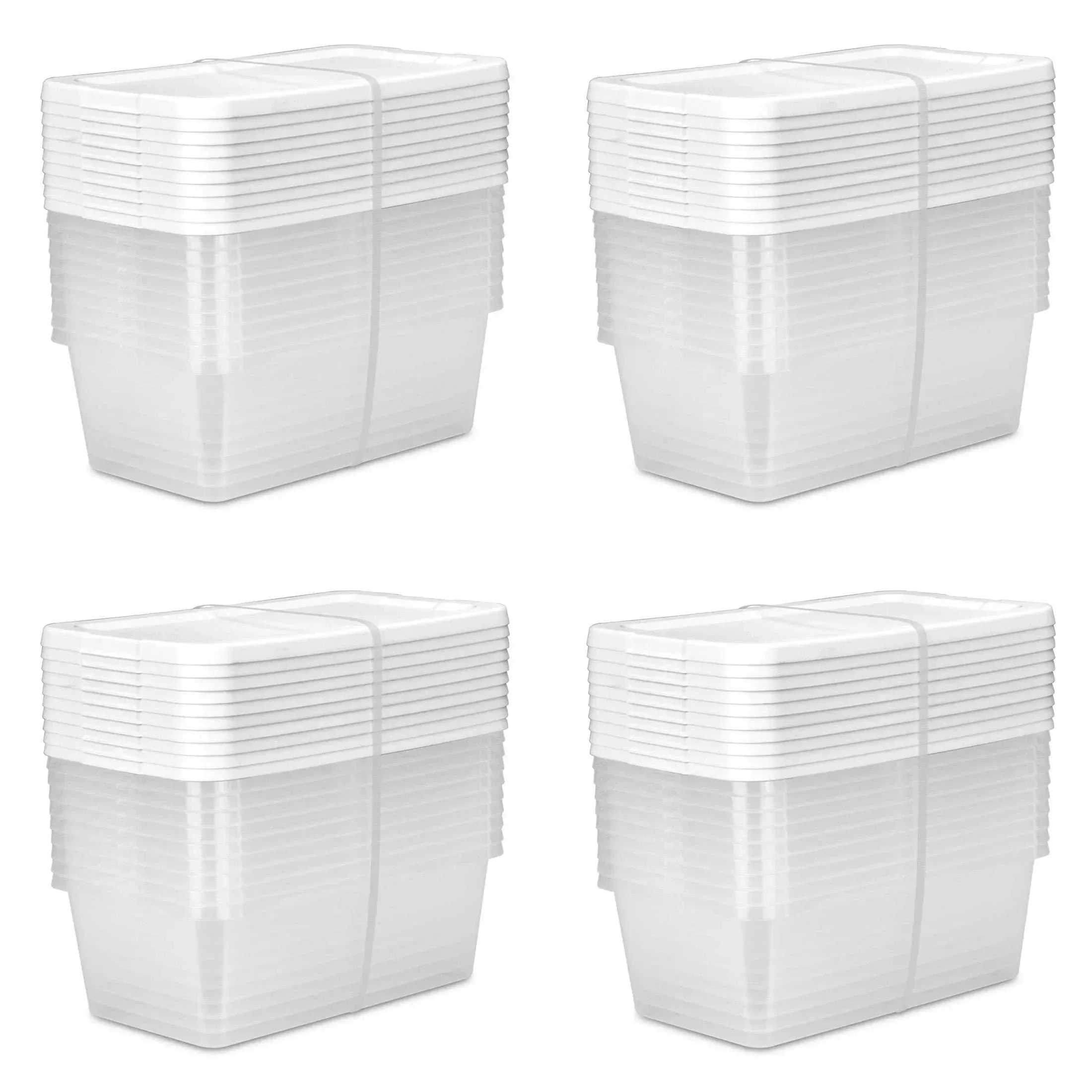 Sterilite Set of (10) 6 Quart Storage Boxes, Clear Plastic Storage Bin with Snap-On Lid, White - USA MEGA SHOP