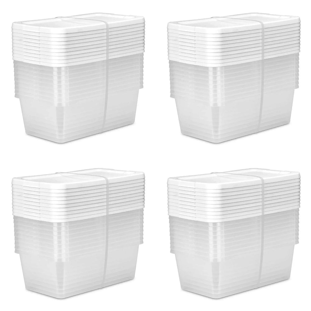 Sterilite Set of (10) 6 Quart Storage Boxes, Clear Plastic Storage Bin with Snap-On Lid, White - USA MEGA SHOP