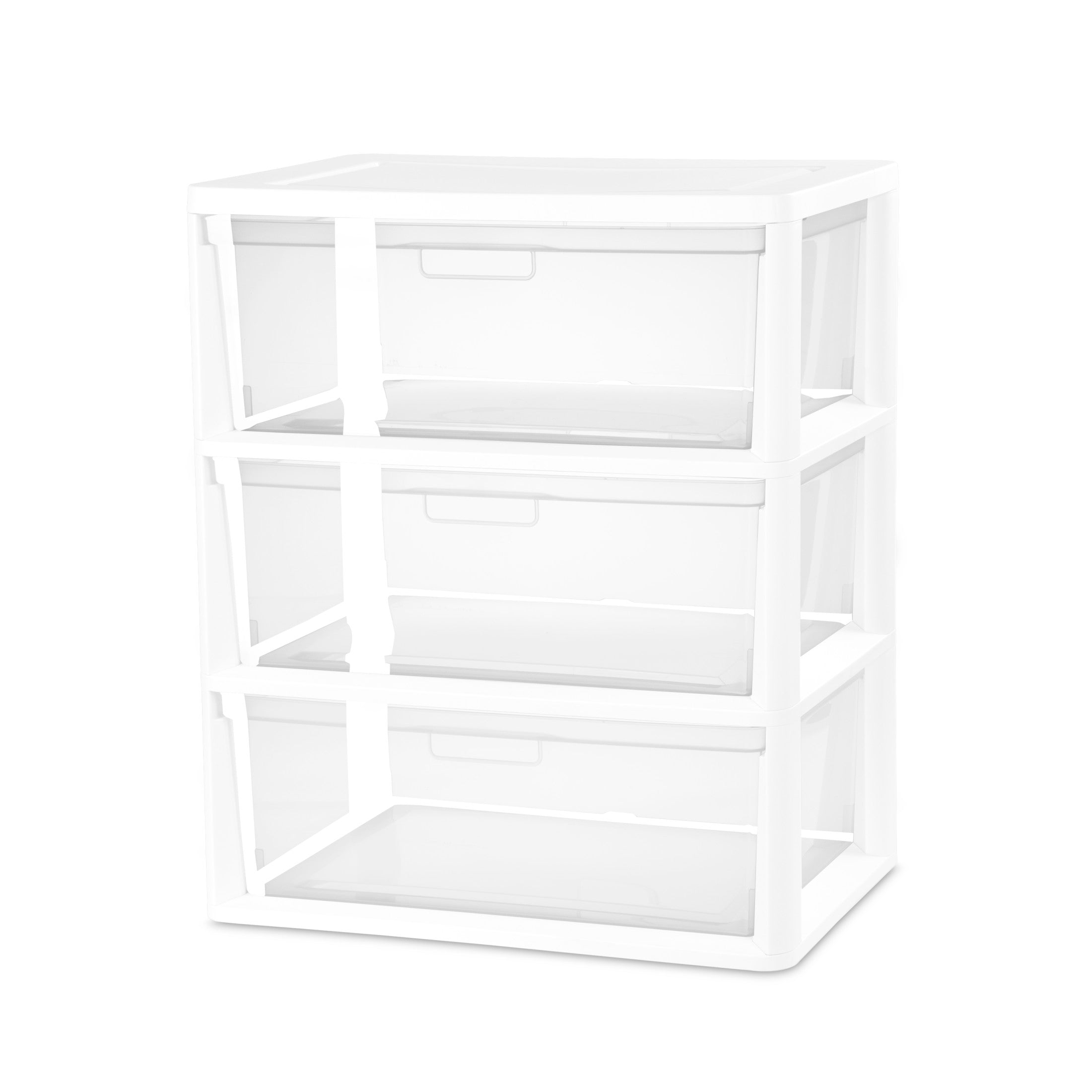 Sterilite Wide 3 Drawer Tower, Plastic Storage Organizer with Removable Clear Bins, Easy to Assemble - No Tools Needed, Black