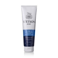 Stetson Spirit 2-in-1 face and beard cooling exfoliant wash tube, white and blue