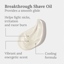 Cooling shave oil gel droplet illustration with blue label accents