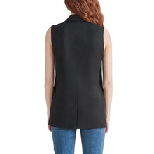 Steve Madden women's blazer vest, back view with tailored seams and flap hem pockets