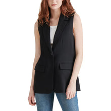 Steve Madden women's blazer vest, sleeveless black with notch lapels and front button