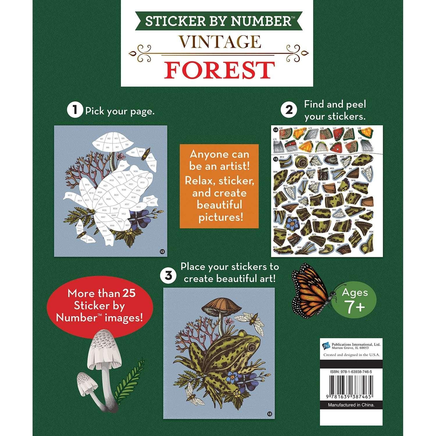 Sticker By Number: Vintage Forest, Paperback - USA MEGA SHOP
