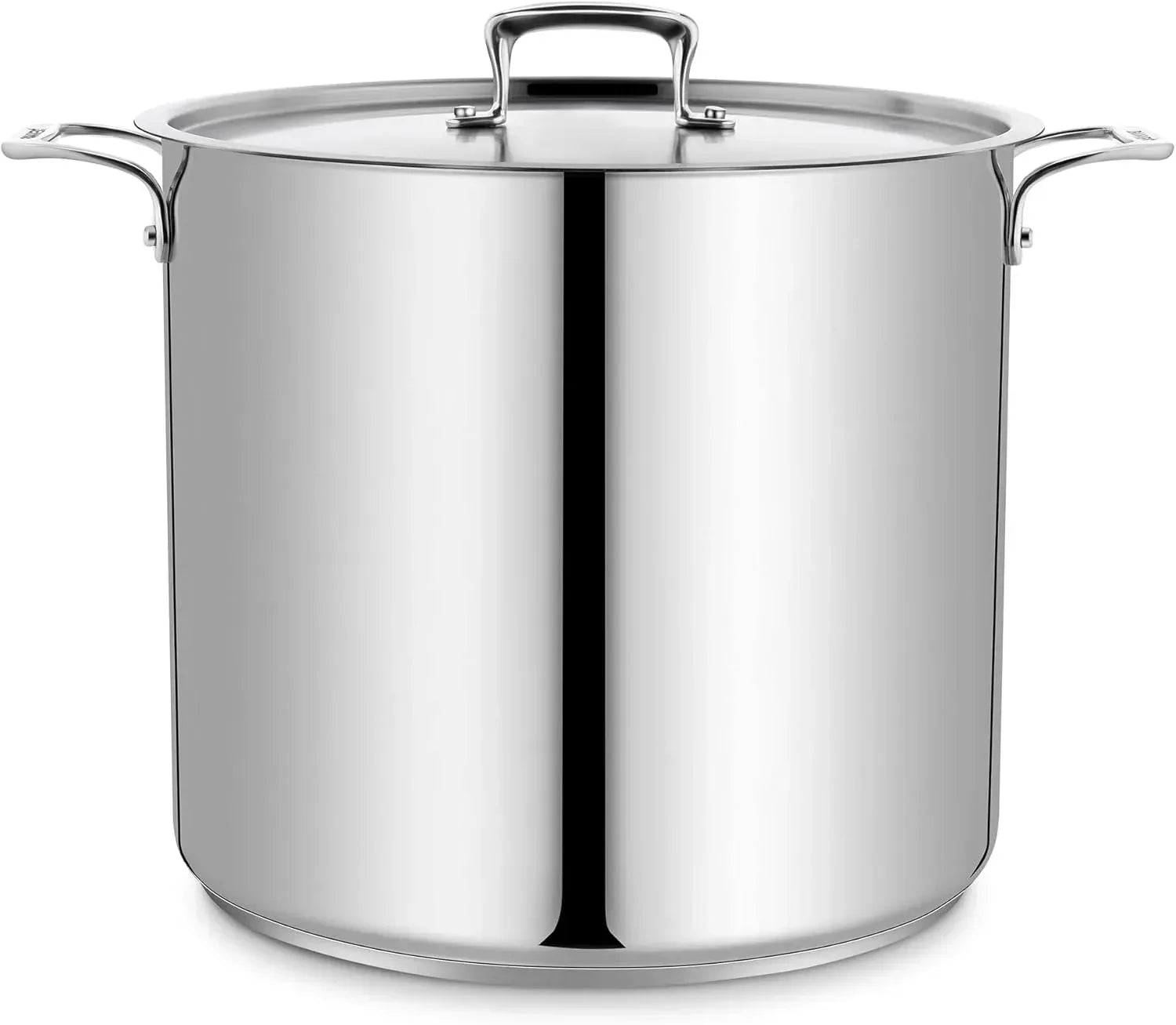 Stockpot – 2 Quart  to 24 Quart – Brushed Stainless Steel – Heavy Duty Induction Pot with Lid and Riveted Handles – For Soup, Seafood, Stock, Canning and for Catering for Large Groups and Events by BAKKEN