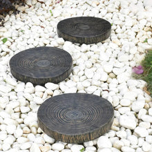 Round stone stepping stones, dark charcoal with concentric rings, 3-pack