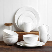 Stone Lain Alexandria 32-piece Bone China Basket Embossed Round Dinnerware Set