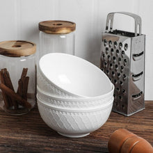Stone Lain Alexandria 32-piece Bone China Basket Embossed Round Dinnerware Set