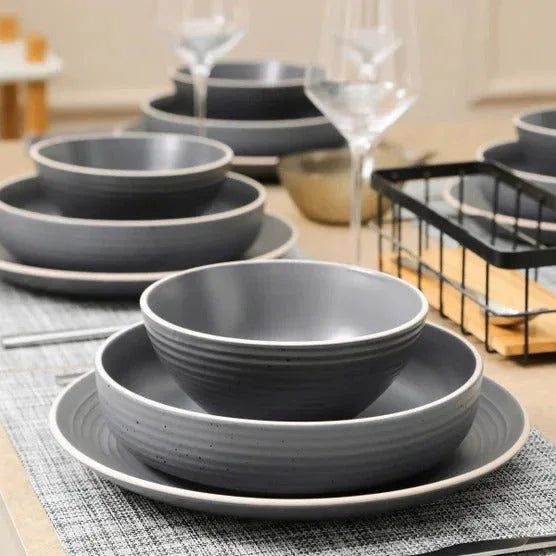 Stone + Lain Lauren 12-piece Stoneware Dinnerware Set - USA MEGA SHOP