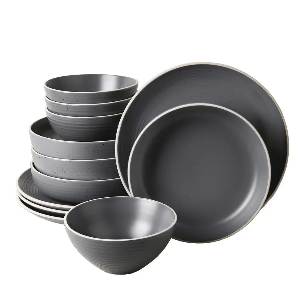 Stone + Lain Lauren 12-piece Stoneware Dinnerware Set - USA MEGA SHOP