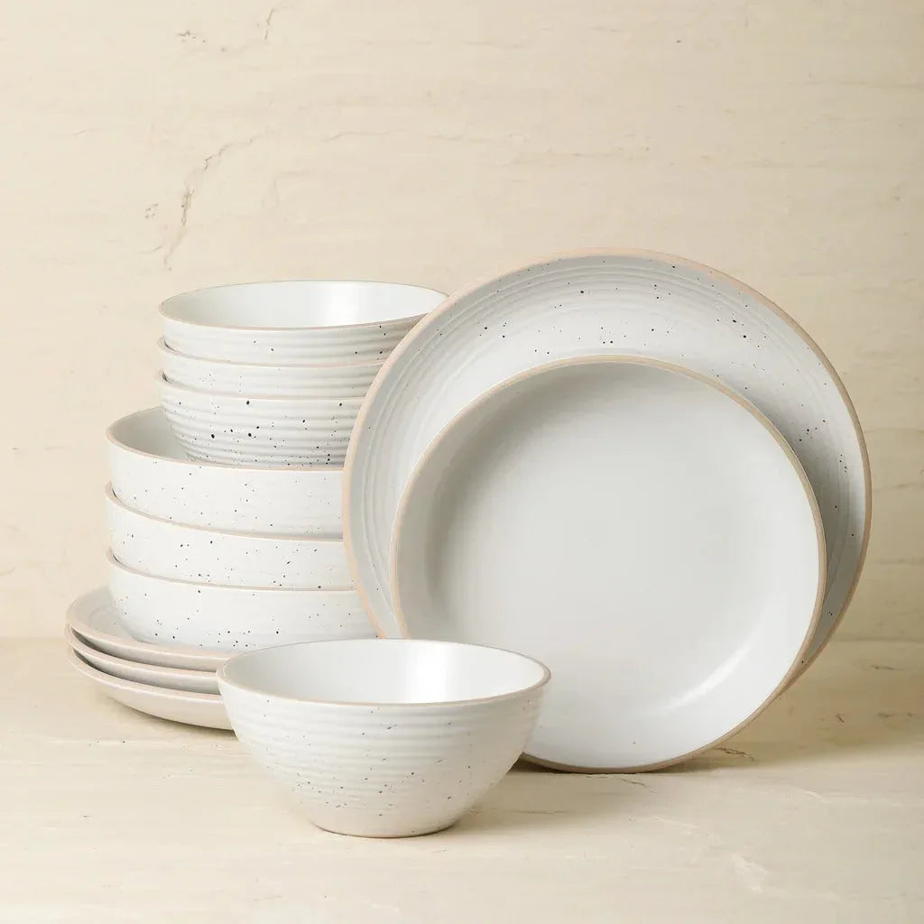 Stone + Lain Lauren 12-piece Stoneware Dinnerware Set - USA MEGA SHOP