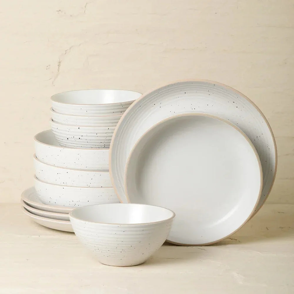 Stone + Lain Lauren 12-piece Stoneware Dinnerware Set - USA MEGA SHOP