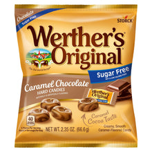 Sugar-free caramel chocolate hard candies in gold bag, Werther's Original flavor