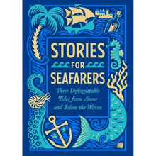 Hardcover story book set cover, blue ocean illustration with anchor and waves