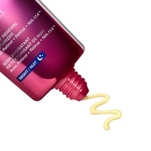 Retinol night moisturizer bottle dispensing pale yellow cream ribbon