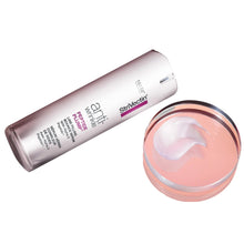 Peptide plump serum bottle with pink cream swirl and cap