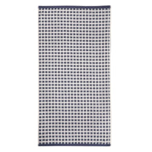 Bath towel set, navy and cream check stripe pattern, flat 2-pack towel